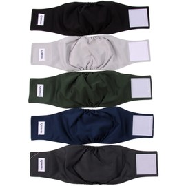 Vecomfy Belly Bands for Male Dogs Diapers(5 Pack),Premium Washable Reusable Small Dog Belly Wrap Leakproof Puppy Diapers,M