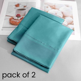 Pillowcases Queen Teal 2 Pack Envelope Closure End Easy Fit Soft and Breathable for Hair and Skin Cooling Pillow Cover Machine Washable