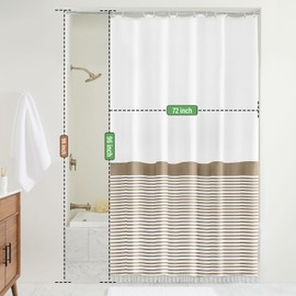 Seasonwood Bohemian Shower Curtain Tassel，96 Inch Extra Long Black White Striped Bathroom Shower Curtain，72 x 96