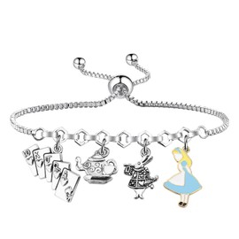 UJIMS Alice Bracelet Wonderland Movies Inspired Gifts Alice Fans Jewelry for Best Friend Rabbit Alice Cartoon Merchandise (CAAiceBangle)