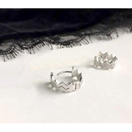 Reffeer 925 Sterling Silver Cubic Zirconia Wave Hoop Earrings for Women Teens Huggie Studs Earrings