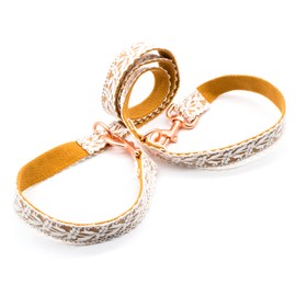 LEKAIGO Dog Collar and Leash Set, Cotton Lace Handmade 4-5 FT Adjustable Comfortable Unique Collars for Small Medium Large Dogs_1pcs_Brown_Leash(Width: 1")