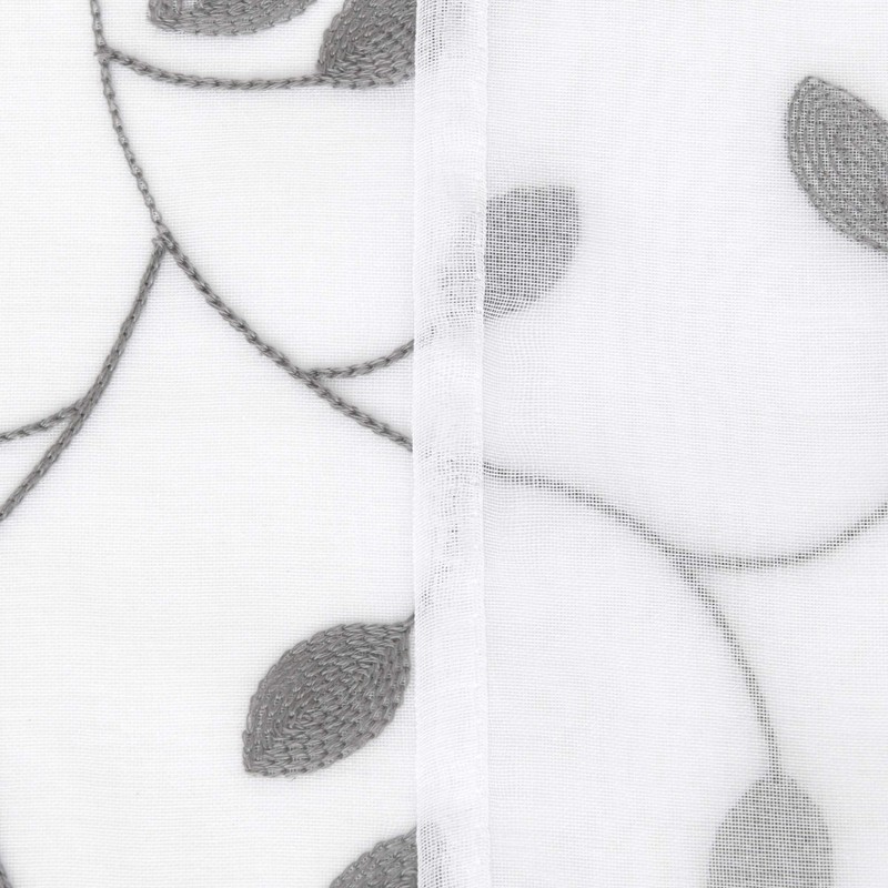 Deconovo Transparent Curtains, Set of 2 Embroidered Curtains, White, 175x140