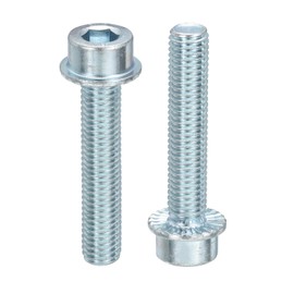 sourcing map M10x50mm Hex Socket Head Cap Screws, 5Pcs Carbon Steel Flanged Bolt Full Thread Screw Machine Screws for Machinery, Home Repairs and Fixtures