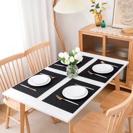 AOKSUNOVA Black Placemats Set of 4 Table Mats Cloth Dining Table Place Mats Kitchen Placemats