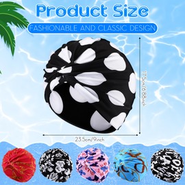 Shyyween 6 Pcs Swim Caps for Women Polyester Turban Strong Non-Slip Swimming Hat Elastic Pool Cap for Long and Short Hair