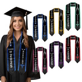 GZZSYO Nursing Graduation Stole Class of 2025 RN Graduation Sash Scarf for Graduation 72" (Blue)