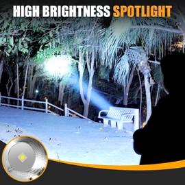 Vanvale Super Bright Rechargeable Spotlight,Handheld Rechargeable White LED Flashlight,Ultra-Long Standby Lightweight Tactical Searchlight ABS Light