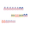 SINHOT Round Press on Nails Short - Blue Flower Fake