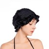 aoozleny Swimming Cap Quick Drying Ruffled Edge Black Swimming Cap