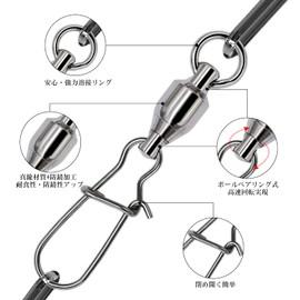 Goture High Strength Stainless Steel Swivels Saltwater Fishing Lures Snap Ball Bearing Swivels Ball Bearings Fishing Rigging 2# 19kg Set of 30