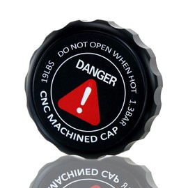 RADREPLA 1.3 Bar 19 lbs Round Notch Grip Radiator Cap Anodize Billet CNC Machined Radiator Cap 1PC, Black