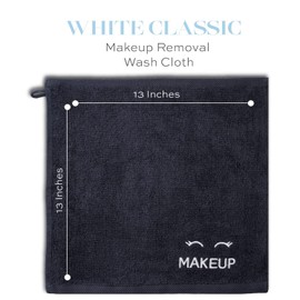 White Classic Makeup Remover Face Towels Set of 6, Bleach Safe Black Cloths 33 x 33 cm, Luxury Ultra Soft Cotton Facial Cleansing Washcloths for Make up Removal | 6 Pack