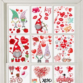 149Pcs Valentine's Day Window Clings Decorations Heart Decal Party Ornaments Supplies 9 Sheets Removable Vinyl Window Sticker Decals for Home, Valentines Party, Wedding, Anniversary Decorations