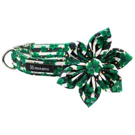 Maca Bates Flower St.Patrick's Day Lucky Clover Dog Collar with Flowers for Dogs Flower Adjustable Breakaway Green Spring Collars Accessories Gift for Small Medium Large XL Puppy