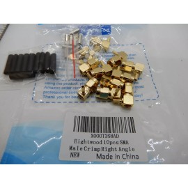 Eightwood 10 pcs SMA Male Crimp RF Connector Gold-Plating for RG316 RG174 Cable