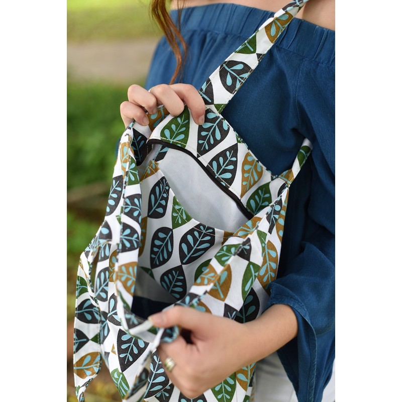Leaves Leaf Retro Cotton Canvas Tote Market Book Strandtasche -