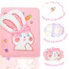 Bwvjozyr Cute pink Plush Rabbit Diary for Girls Journal for