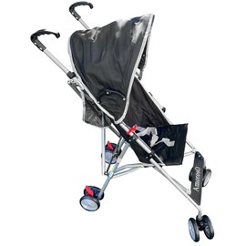 AmorosO Single Umbrella Stroller for Toddler, Travel Stroller for Babies - Sunlight and Light Rain Protection - Baby Stroller with Four EVA Wheels - Travel-Ready Stroller - Round Canopy (Black/White)