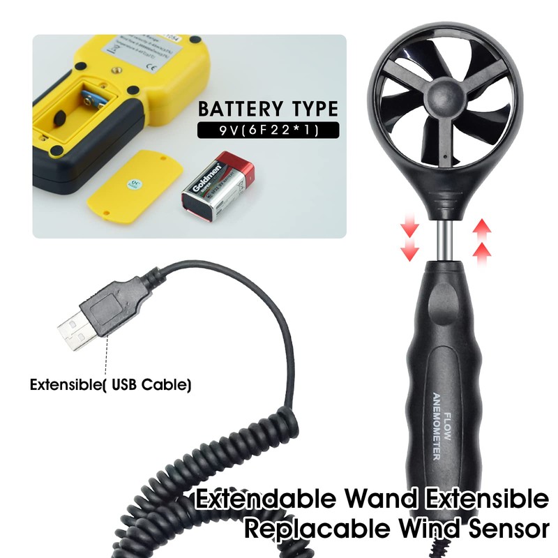 LYCEBELL LC-846A Pro Anemometer, Wind Speed Meter, Wind Velocity Airflow