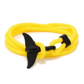 HuiApparel Unique Whale Tail Wrap Bracelet - 20” Adjustable Nylon, Stylish Ocean-Inspired Design (Yellow/Black)