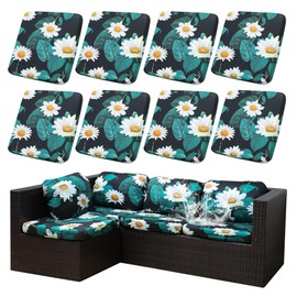 SUKAIKEQA 8Pcs Patio Cushion Covers, Stretch Cushion Covers Replacement,Cushion Slipcovers, Furniture Cushion Covers