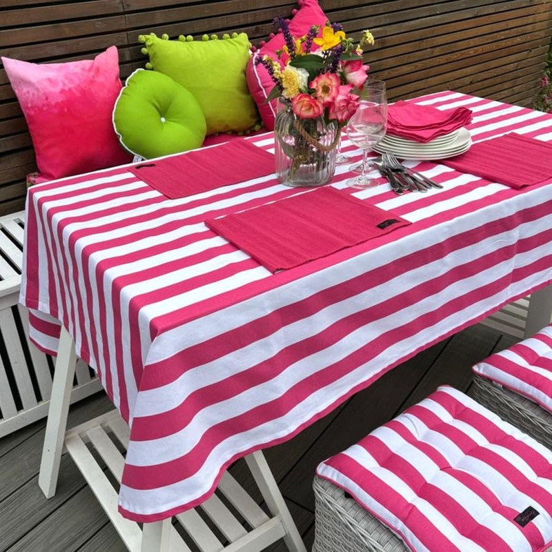 Ronny Block Stripe Tablecloth (pink)