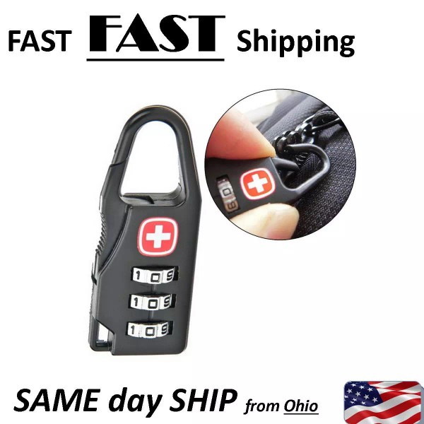 UN brand Black with red cross travel bag lock -