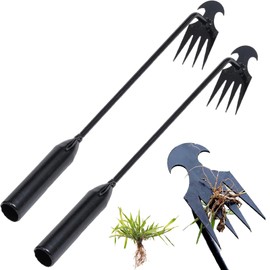 wodehahagou 2 Pcs Weeding Tool Multi Purpose Garden Weeder Tool Stand Up Garden Tools Portable Weed Remover Tool Uprooting Weeding Tool for Gardening Black Handle