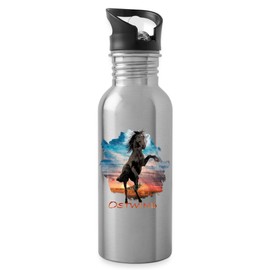 Spreadshirt Ostwind The Great Hurricane Ostwind Portrait Water Bottle with Straw, 600 ml, Light Silver