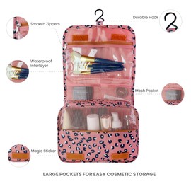 Lcsmaokin Lcsmaokin Large Capacity Toiletry Bag Travel Bag with Hanging Hook for Men and Women Waterproof Travel Cosmetic Bag Bathroom Storage Bag for Brushes Set,Full-Sized Shampoo,Accessories-Pink Smile