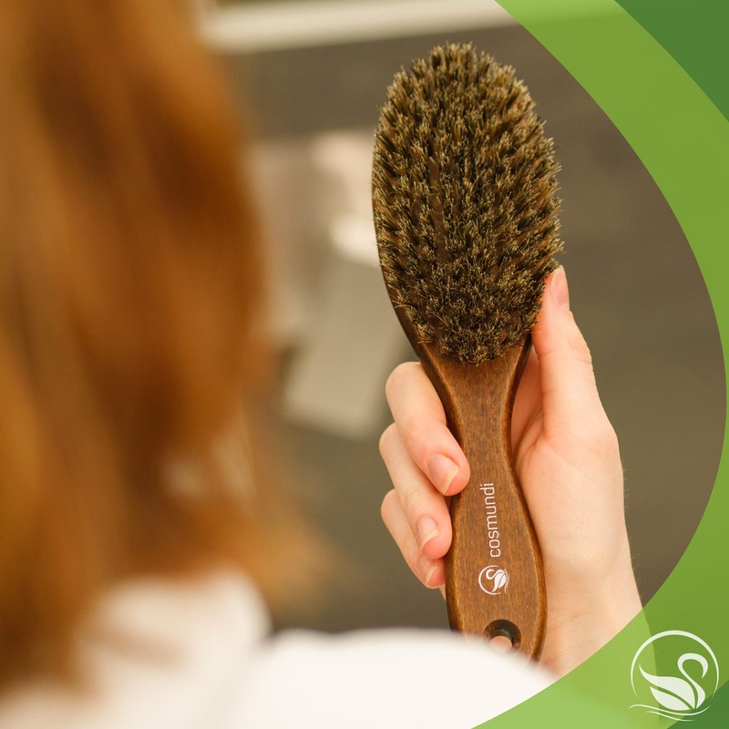 Hair brush with soft real hair, natural bristles for silky
