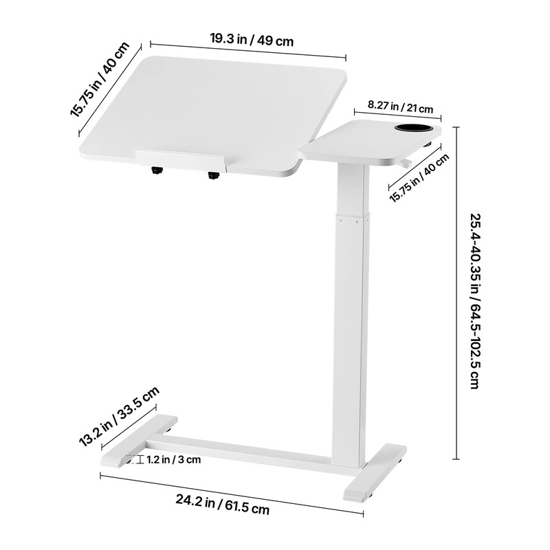 Adjustable Overbed Laptop Table – Rolling Bedside Desk with Casters