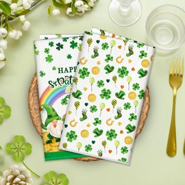 Arquiel St. Patrick'S Day Shamrocks Gnome Microfiber Kitchen Towel 2Pcs, 40 × 60 cm Soft Absorbent Hand Towel Dish Towel, Thick Dish Cloth Tea Towel for Kitchen,Anniversary,Wedding,Decoration