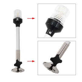 JT-HLM 12 inch 3 Nautical Mile White LED Fold Down Boat Stern Light Boat Anchor Light for Pontoon and Fishing Boat Navigation Anchor Lights All Round 360° White LED 12-24V