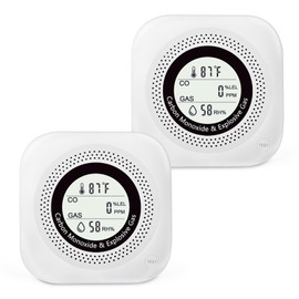 YC302 Pro+ Carbon Monoxide & Natural Gas Combination Detector, Plug in CO&Natural Gas,Methane, Propane,LPG& Temp & Humidity 4 in 1 Monitor Alarm for Home/Camping/RV/Kitchen/Hotel(2 Pack)