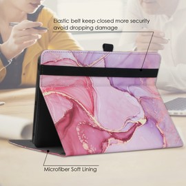 HGWALP Funda Universal para Tableta de 9-10.5 Pulgadas, Funda Protectora Universal para Tableta de 9”10,1" 10.5", con Correa de Mano y función de Soporte-Marble Pink