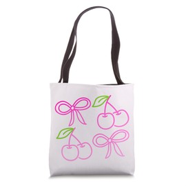 Coquette Bows Cute Pink Cherries Y2K Girly Summer Tote Bag
