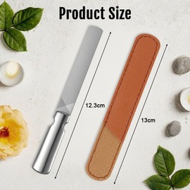 AUYAO 2Pcs Professional Stainless Steel Nail File with Real Leather Case, Double-Sided Buffing Nail Files Nail Trimmer with Non-Slip Handle, Tool for Unisex Nails Foot Hand Home Salon Travel