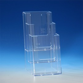 TAYMAR 1/3 A4 Trifold Table Brochure Stand, Flyer Stand, Brochure Holder, 3 Compartments (Inner Dimensions: 10.1 cm) Optional Wall Mounting