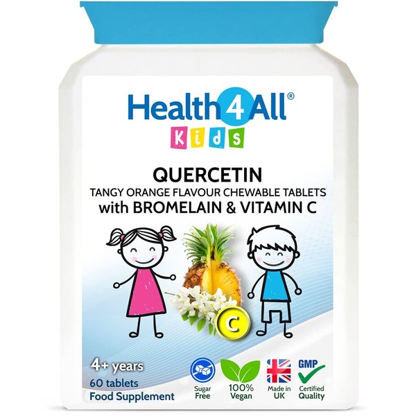 Health4All Kids Quercetin with Bromelain and Vitamin C 60 Chewable Tablets Natural Antihistamine