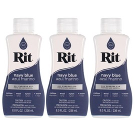 Rit Dye – 8 Oz. Liquid Fabric Dye for Clothing, Décor, and Crafts – Navy Blue (3 Pack)