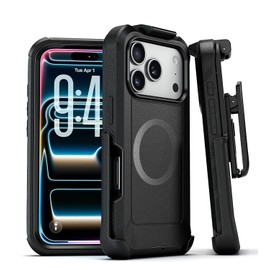 MOTIVE - Funda diseñada para 17 Pro Max con clip para cinturón, protección contra caídas de grado militar, resistente 17 Pro Max, soporte de carga inalámbrica MagSafe, resistente a prueba de golpes