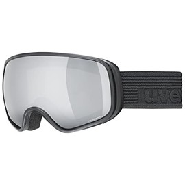 uvex scribble FM - Stylish Mirrored Ski Goggles with Extra Wide Field of View and Anti-Fog Coating for Children - Black/Silver-Clear - One Size