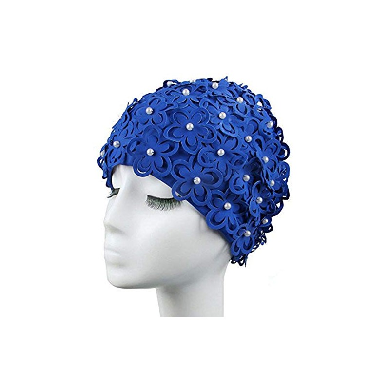 Medifier Ladies Hollow Flowers and Beaded Swimming Cap - Hand