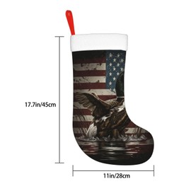 FYCFSLMY Duck Hunting USA Flag Large Christmas Stockings, Xmas Tree Fireplace Hanging Decorations for Home Holiday Decor