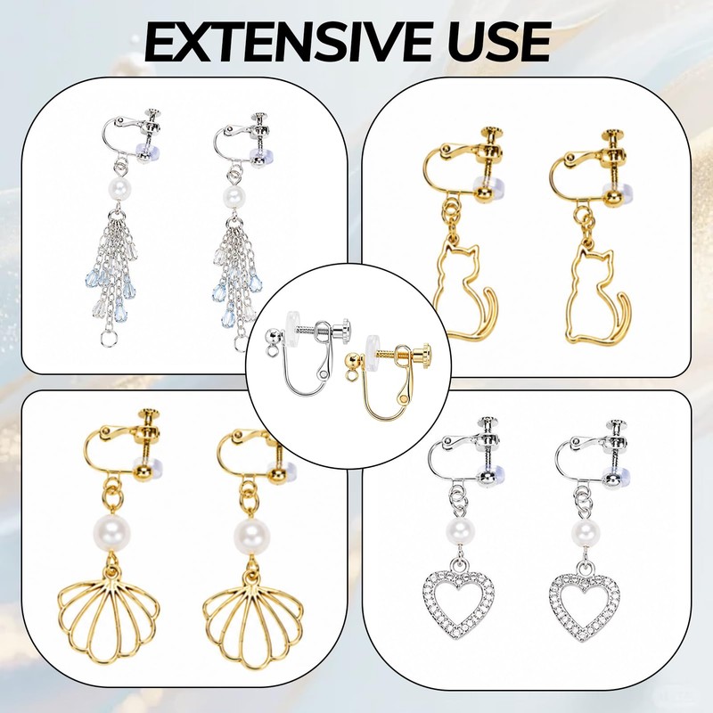 20Pcs 2 Colors Clip on Earring Findings Screw Back Plated