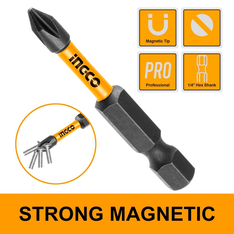 INGCO 31Pcs Impact Screwdriver Bits Set with Holder, S2 Steel