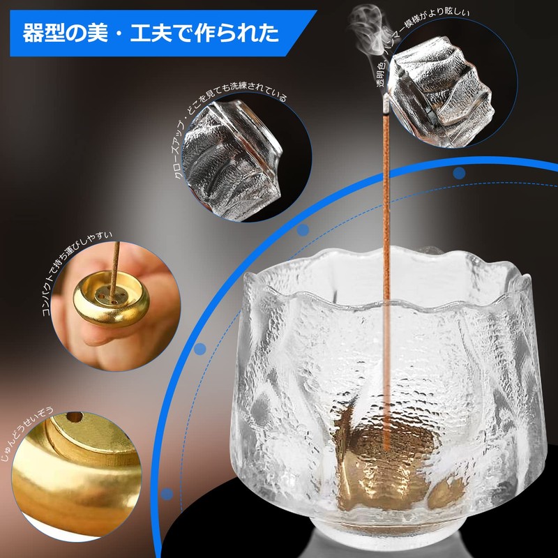 HttDog Incense Holder, Glass, Stylish, 2 in 1 Incense Plate,