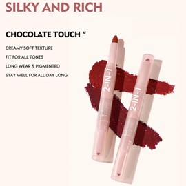 RoseFlower 2 in 1 Lip Liner Lipstick Set, Dual Ended 4 Colours Plumping Full Cover Lipstick Nude Lip Liner Pencil Set - Long-Lasting Waterproof No Fading - Lipstick Sets for Women